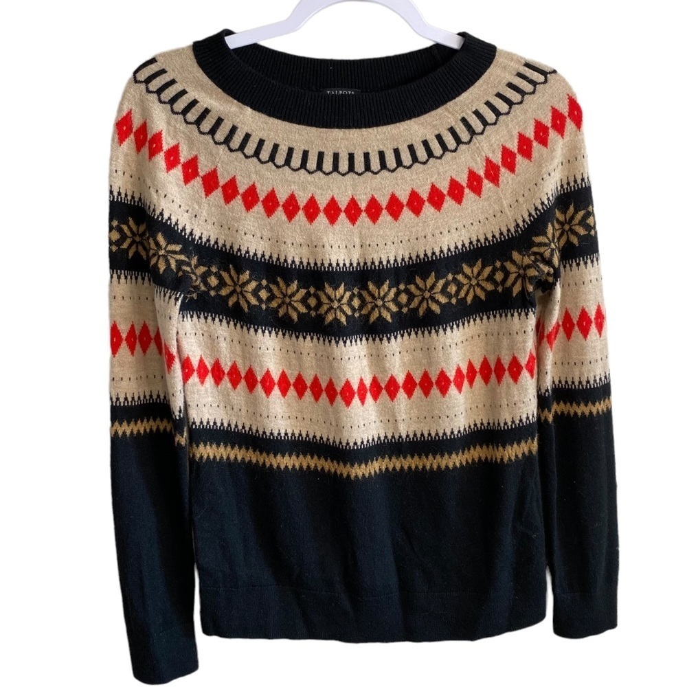 Talbots - Mohair/Wool blend Ferile Print Sweater - Small Petite